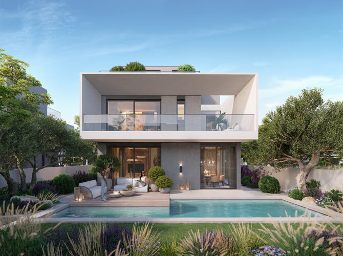 THE HEIGHTS premium 4-bedroom villa exterior with private pool and modern Emaar architecture Dubai