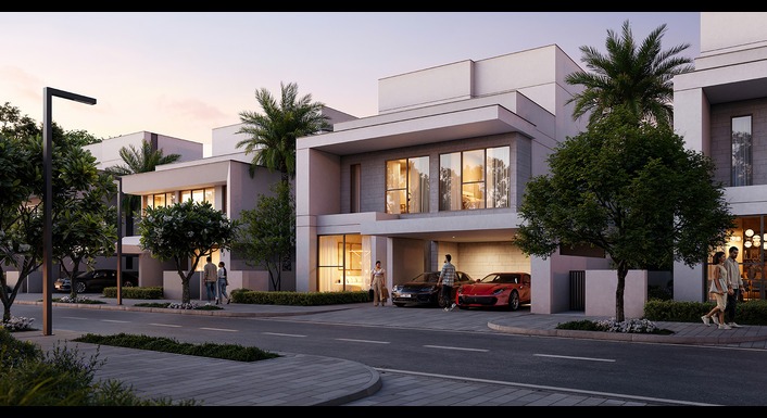 THE HEIGHTS 4-bedroom corner townhouse with street view showing premium Emaar finishes and private parking Dubai